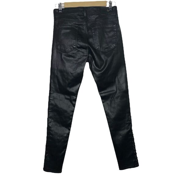 AG Adriano Goldschmied Jeans Women 27 Black Faux Leather Pants Farrah Skinny NEW - Picture 4 of 15